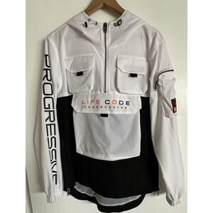 Copper Rivet H Quality Life Code WT BLK‎ Print Windbreaker Jacket Size Small